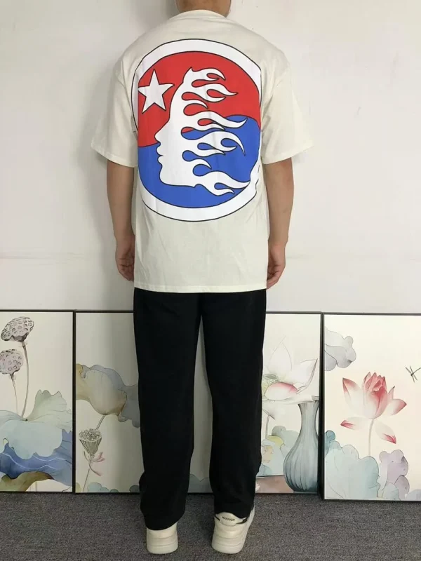 HELLSTAR White Red Blue Circle Logo T-Shirt - full look