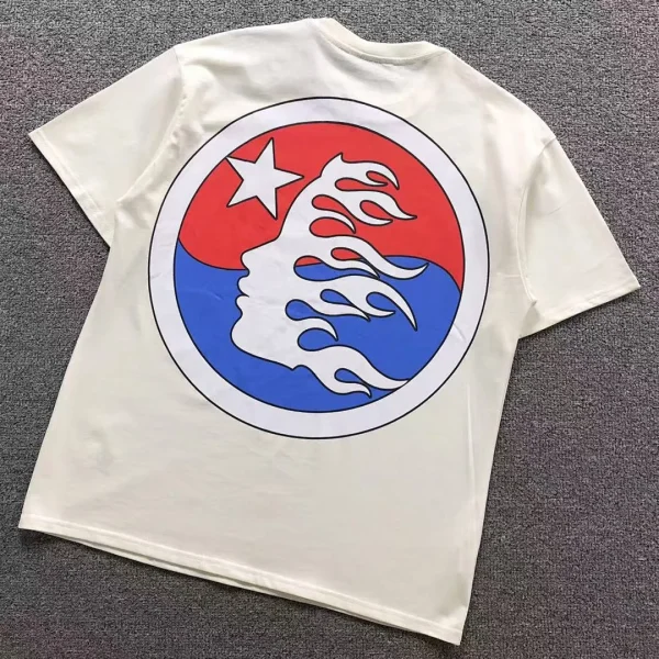 HELLSTAR White Red Blue Circle Logo T-Shirt - front view