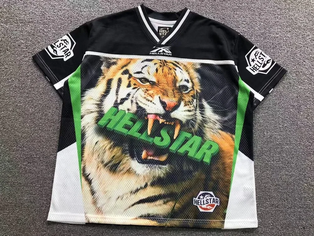 HELLSTAR Black Tiger Head Jersey - close-up detail