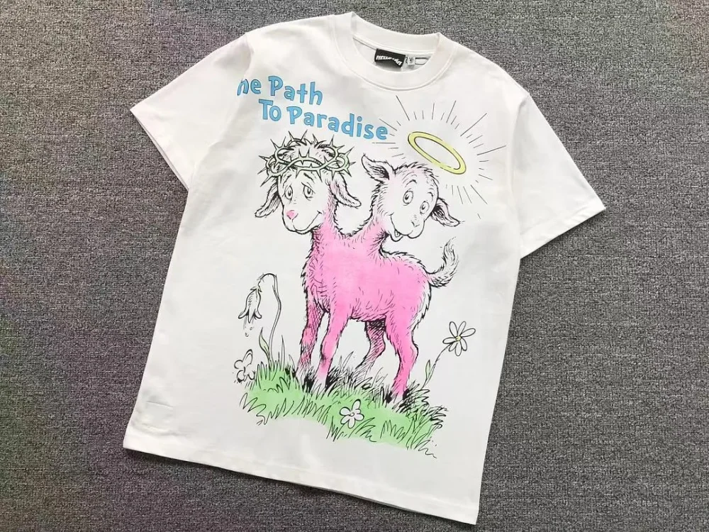 HELLSTAR White Pink Lamb Path to Paradise T-Shirt - alternate angle