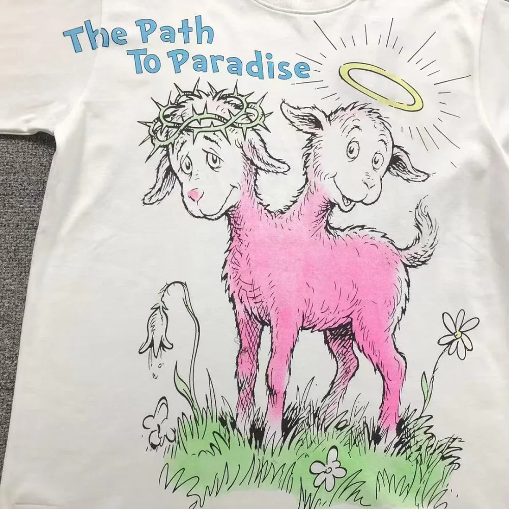 HELLSTAR White Pink Lamb Path to Paradise T-Shirt - styled shot