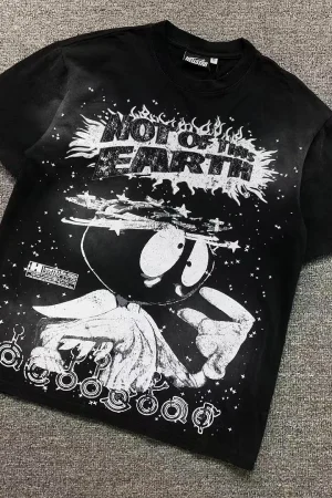 HELLSTAR Black Not of This Earth Bleached T-Shirt
