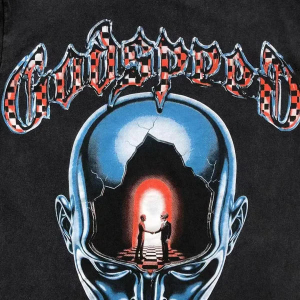 GODSPEED Black Chrome Skull Head T-Shirt - fabric detail