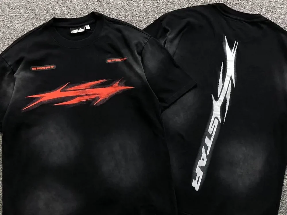 HELLSTAR Black Racing Stripe T-Shirt - size reference