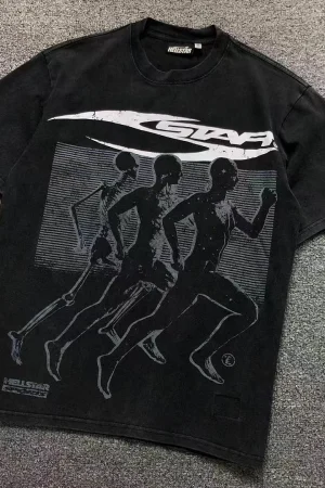 HELLSTAR Black Black Runner Graphic T-Shirt