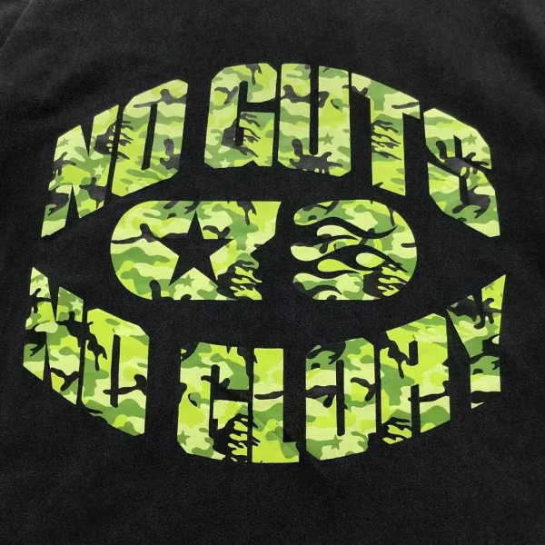 HELLSTAR Black Green No Guts No Glory T-Shirt - styled shot