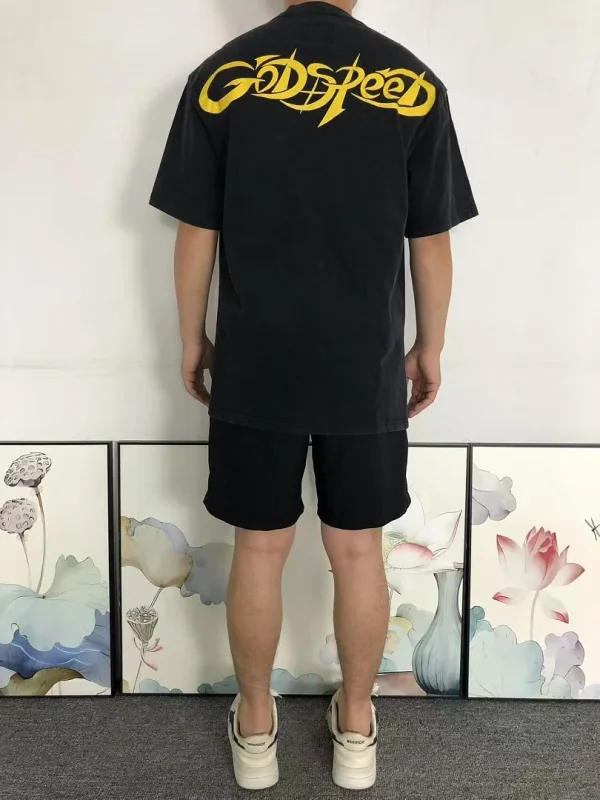 GODSPEED Black Flaming Skull Rider T-Shirt - full look