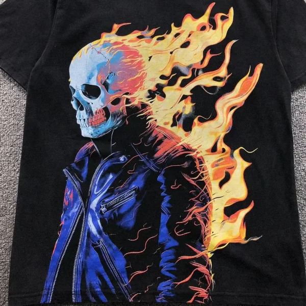 GODSPEED Black Flaming Skull Rider T-Shirt - styled shot