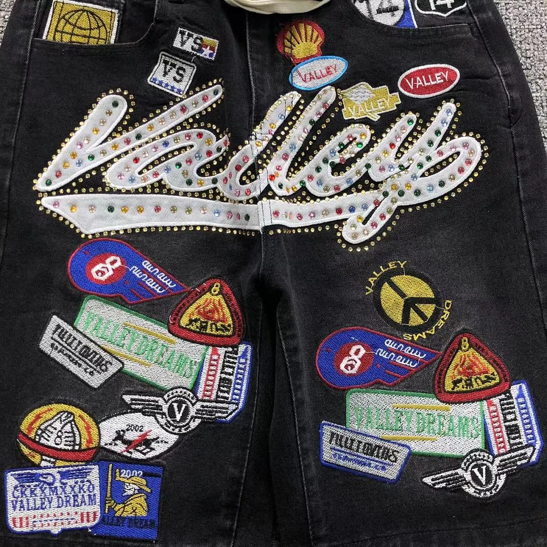 VALLEY Black Rhinestone Patches All-Over Shorts - photo 1