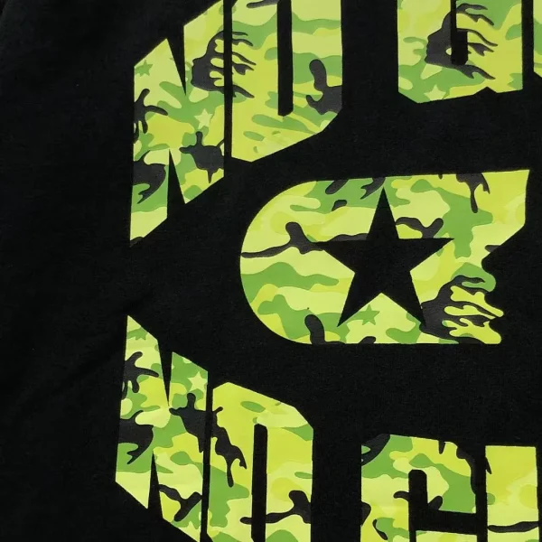 HELLSTAR Black Green No Guts No Glory Print T-Shirt - fabric detail