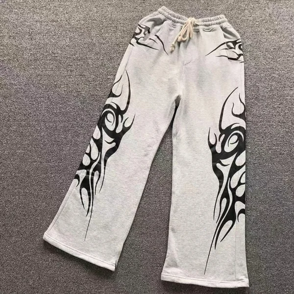 HELLSTAR Cream Black Tribal Pants - front view