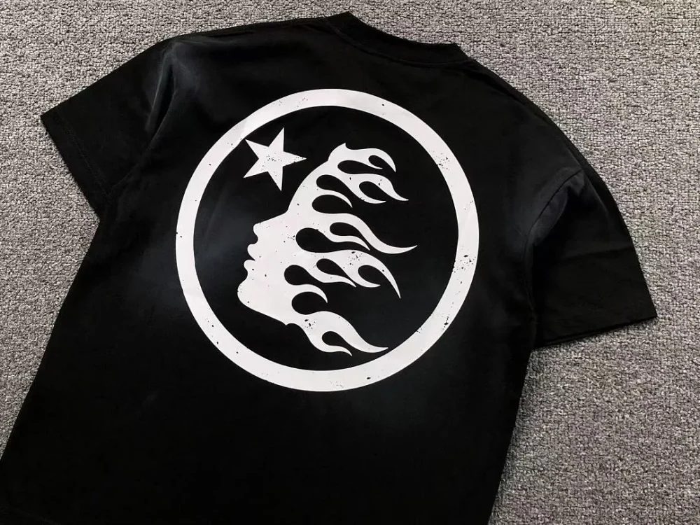HELLSTAR Black White Big Circle Logo Back T-Shirt - size reference