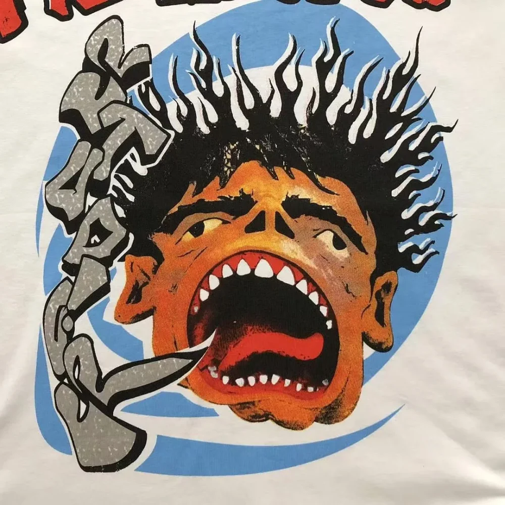 HELLSTAR White Blue Circle Screaming Face T-Shirt - second colorway