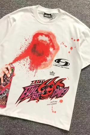 HELLSTAR White Red Spray Can Splatter T-Shirt