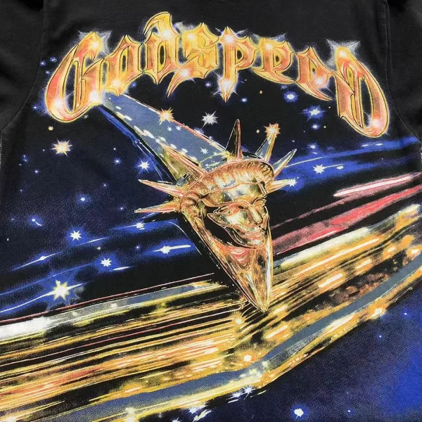 GODSPEED Black Chrome Eagle Space T-Shirt - styled shot