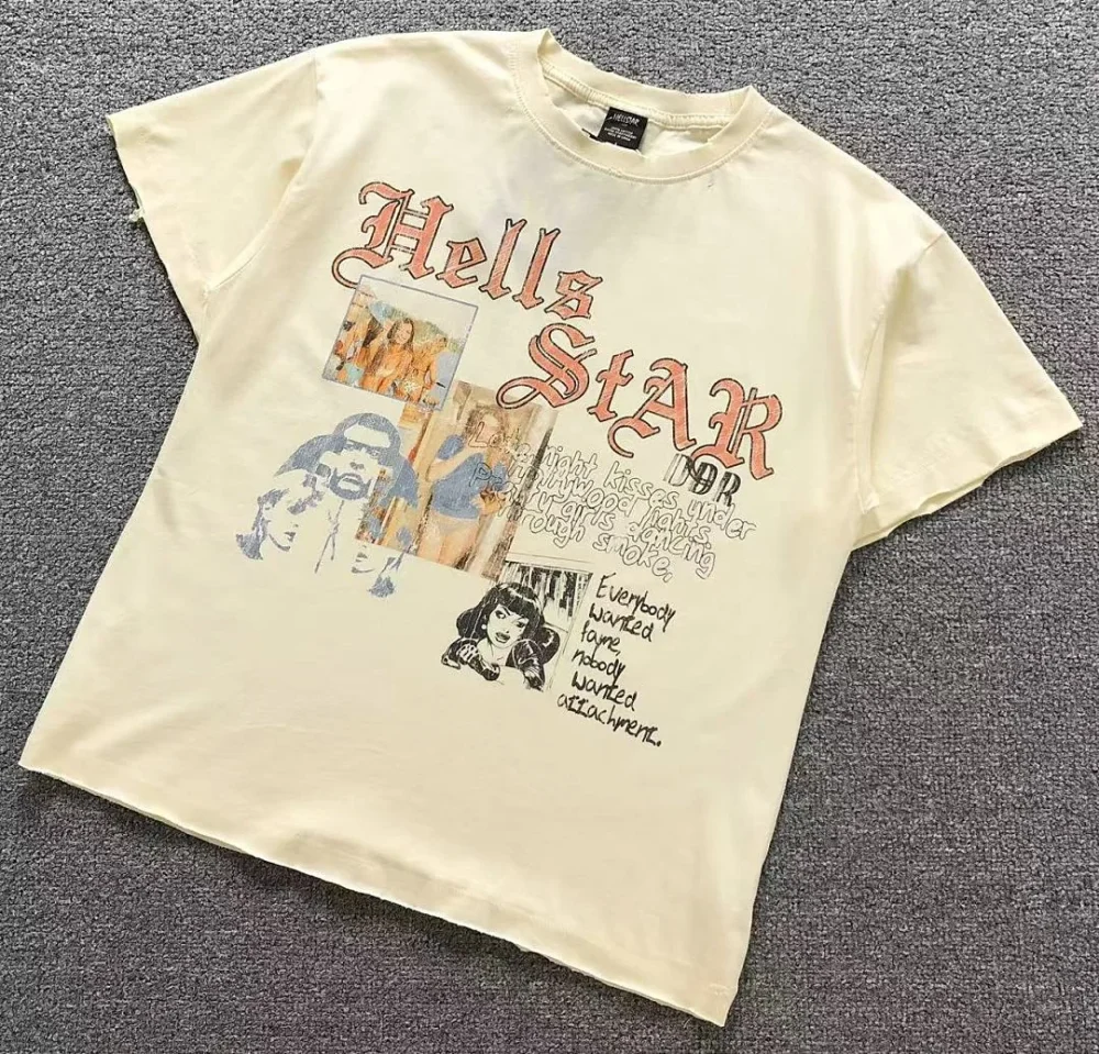 HELLSTAR Cream Ddr Collage T-Shirt - close-up detail