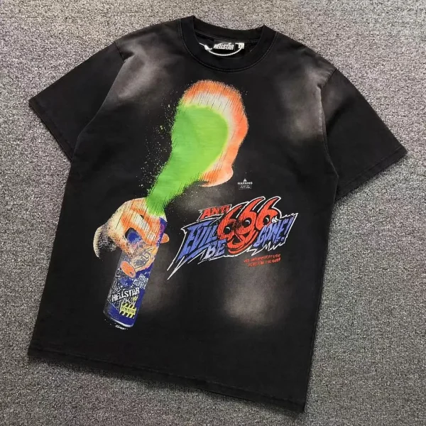 HELLSTAR Black Colorful Spray Can T-Shirt - front view