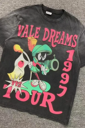 VALLEY Black 1997 Tour Cartoon Mascot Print T-Shirt