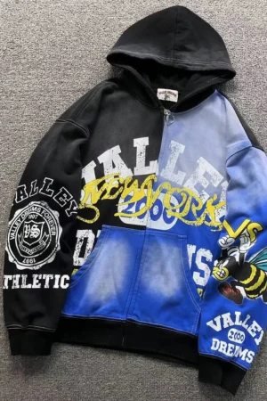 VALLEY Black Bee & Patches Colorblock Hoodie