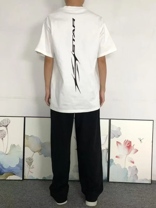 HELLSTAR White Black Racing Stripe Chest T-Shirt - full look