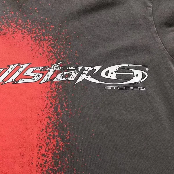 HELLSTAR Grey Red Splatter Print Graphic T-Shirt - second colorway