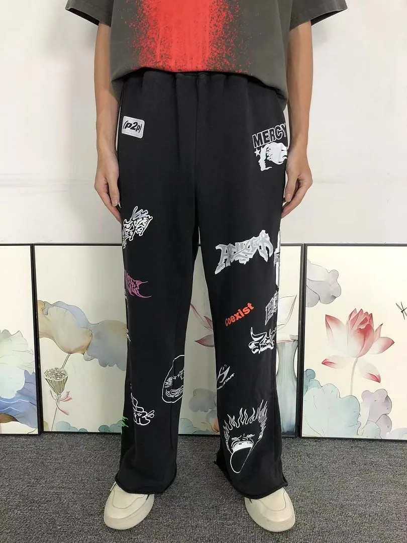 HELLSTAR Black All-over Doodle Sweatpants - print detail