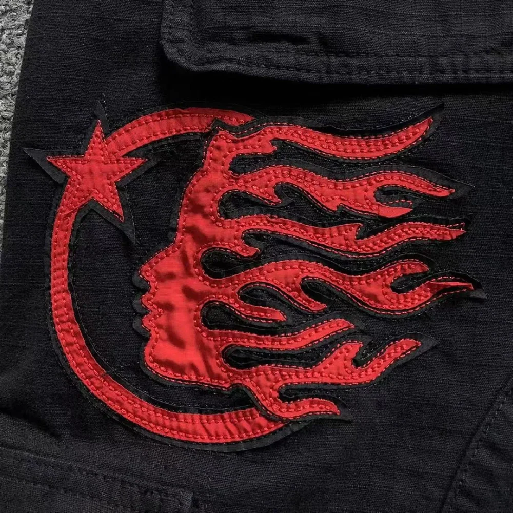 HELLSTAR Black Cargo Pants Red Logo - alternate angle