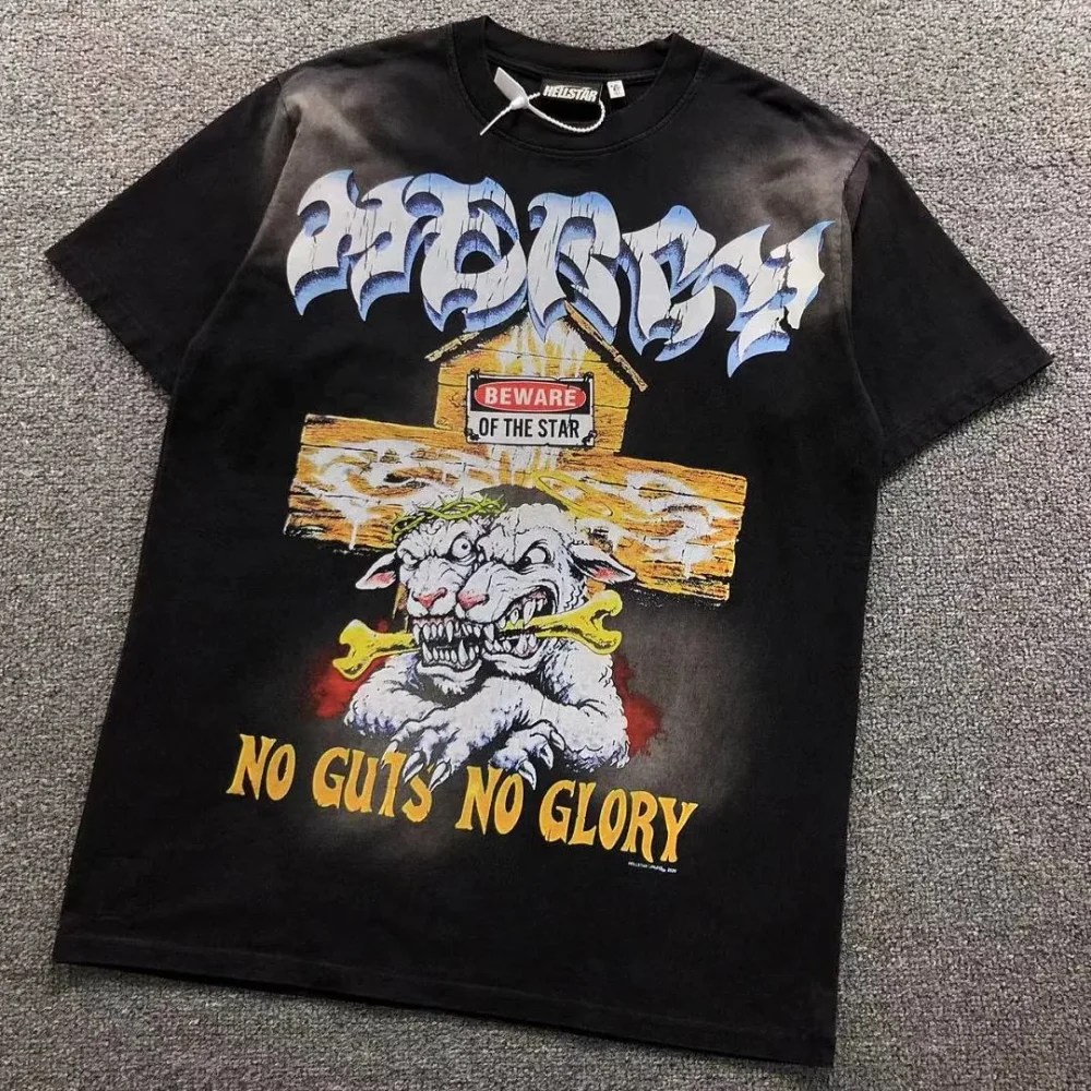 HELLSTAR Black Goat No Guts No Glory T-Shirt - front view