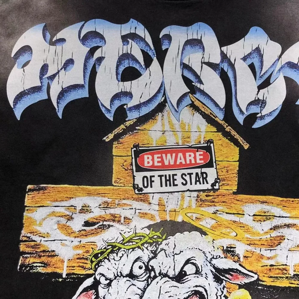 HELLSTAR Black Goat No Guts No Glory T-Shirt - fabric detail