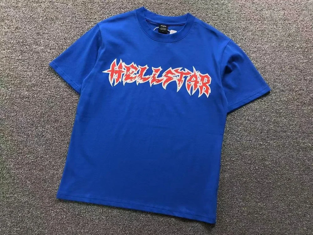 HELLSTAR Blue Red Metal Logo T-Shirt - alternate angle