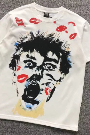 HELLSTAR White Kissed Face Portrait T-Shirt
