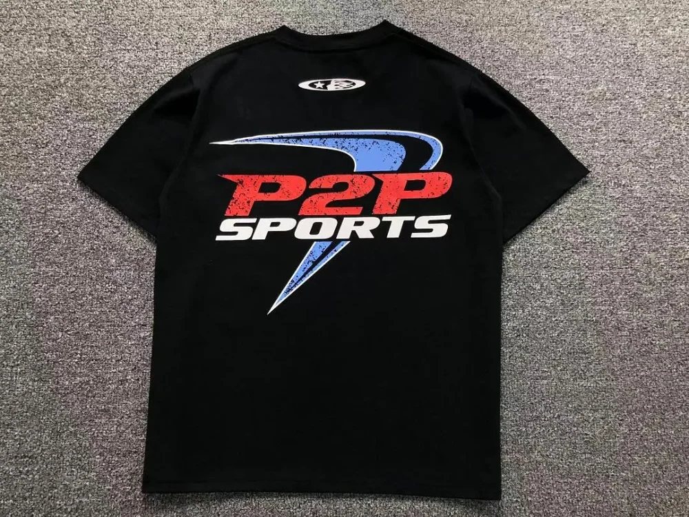 HELLSTAR Black P2P Sports Print T-Shirt - alternate angle