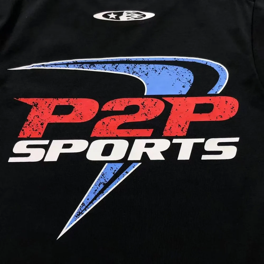 HELLSTAR Black P2P Sports Print T-Shirt - styled shot