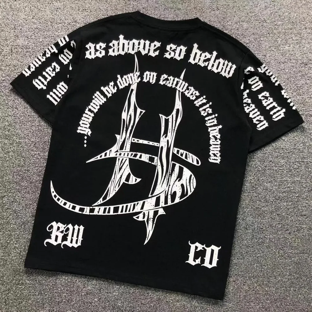 HELLSTAR Black As Above So Below H Letters T-Shirt - front view