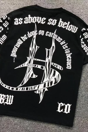 HELLSTAR Black As Above So Below H Letters T-Shirt