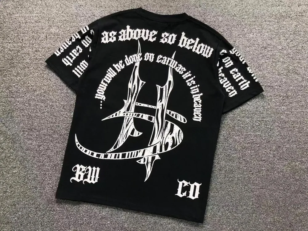 HELLSTAR Black As Above So Below H Letters T-Shirt - alternate angle