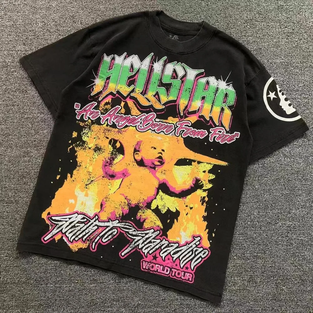 HELLSTAR Black Colorful World Tour T-Shirt - front view
