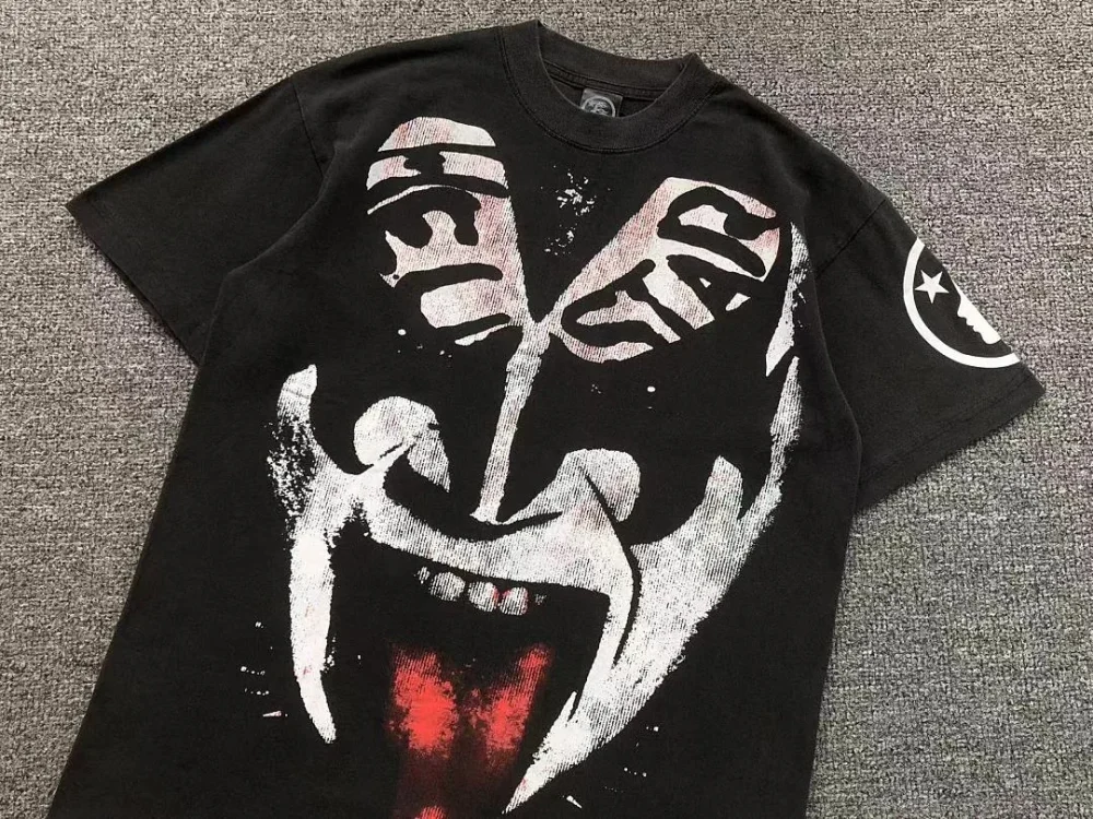 HELLSTAR Black KISS Colorful Face T-Shirt - size reference