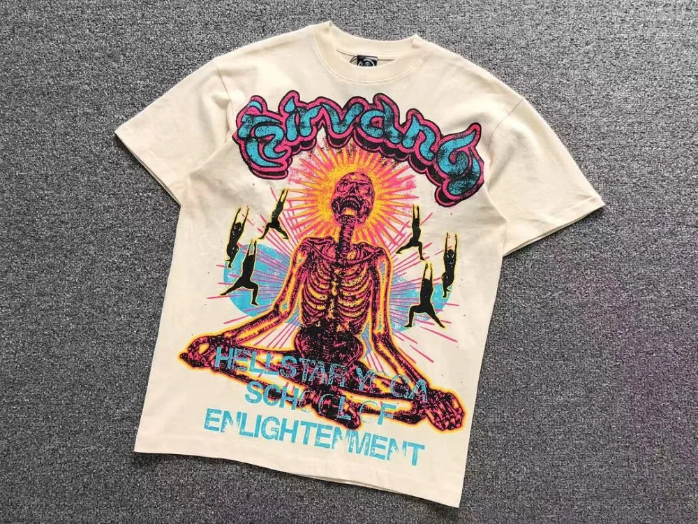 HELLSTAR Cream Zen Colorful T-Shirt - size reference