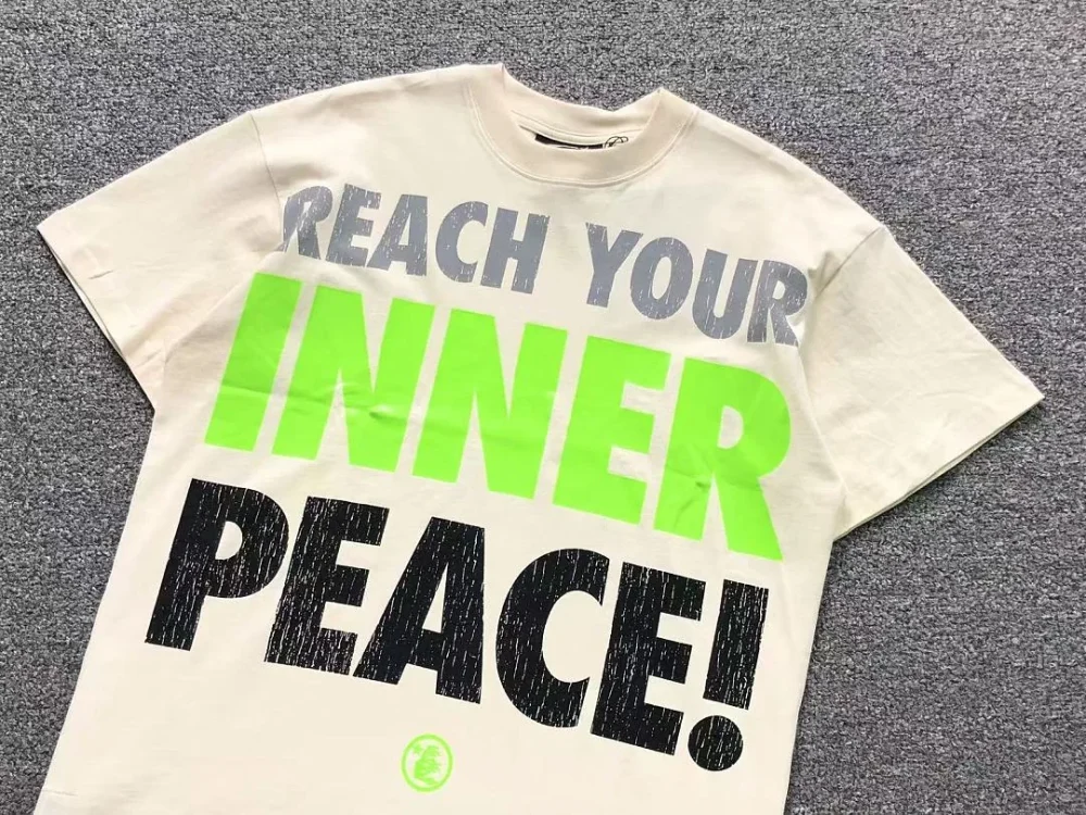 HELLSTAR Cream Reach Your Inner Peace T-Shirt - size reference