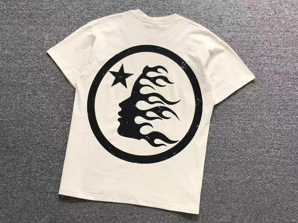 HELLSTAR Cream Circle Logo T-Shirt - size reference