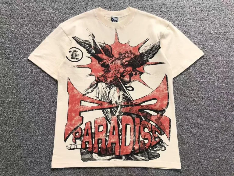 HELLSTAR Cream Red Skull Angel Paradise Graphic T-Shirt - alternate angle