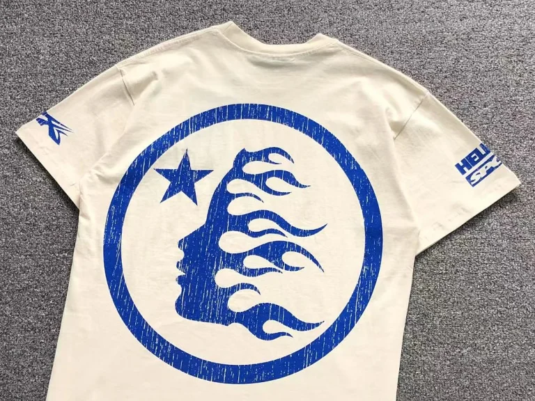 HELLSTAR White Flame Face Logo T-Shirt - styled shot