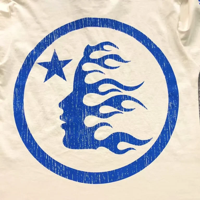 HELLSTAR White Flame Face Logo T-Shirt - fabric detail