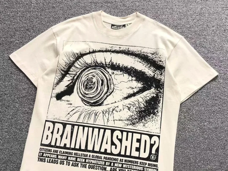 HELLSTAR White Brainwashed Eye Graphic T-Shirt - styled shot