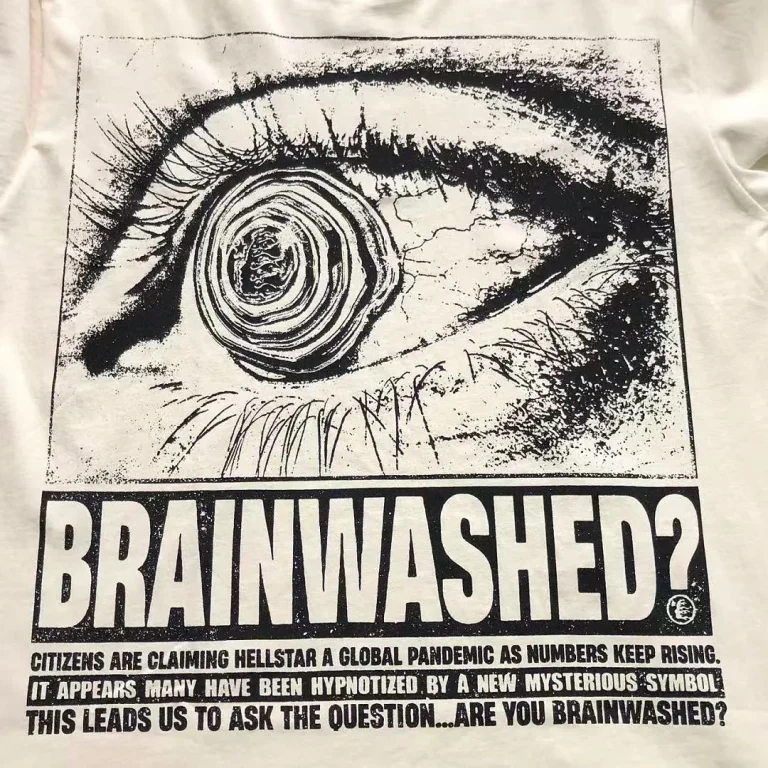 HELLSTAR White Brainwashed Eye Graphic T-Shirt - fabric detail