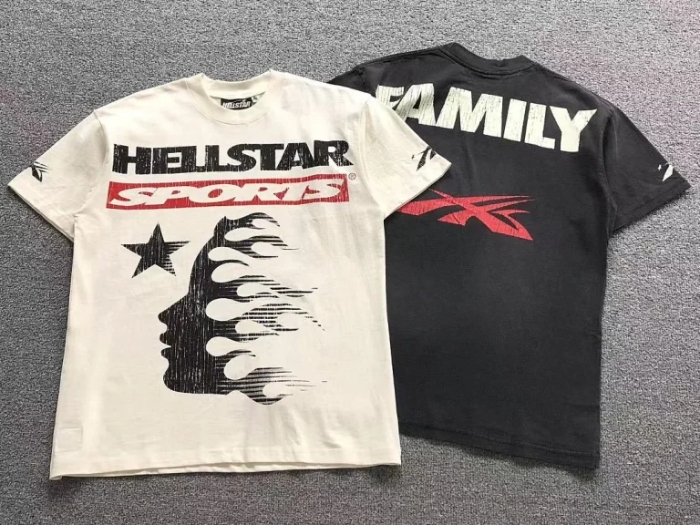 HELLSTAR White Flame Face Family T-Shirt - close-up detail