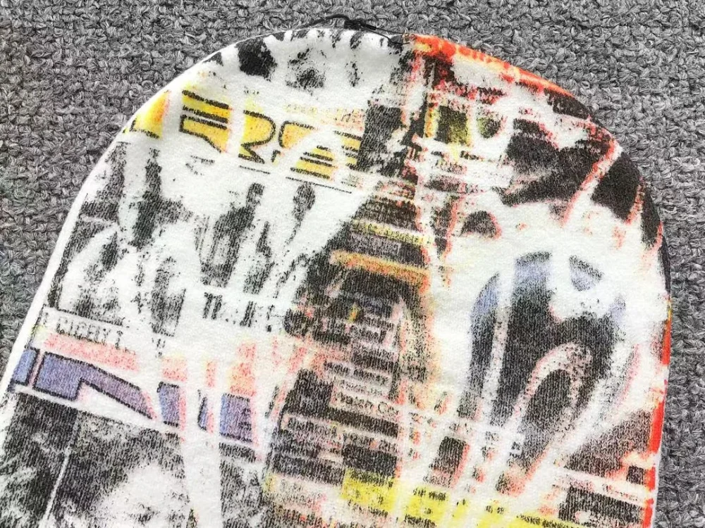 HELLSTAR White Colorful Graffiti Print Beanie - close-up detail