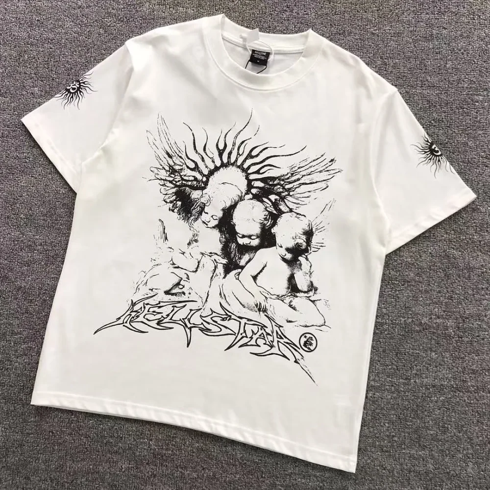HELLSTAR White B/w Portrait Frame Graphic T-Shirt - front view