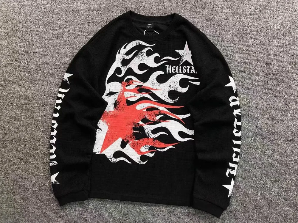 HELLSTAR White Red Flame Skull Long Sleeve - second colorway